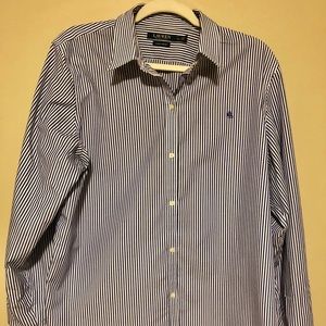 Lauren Navy Pinstripe Oxford